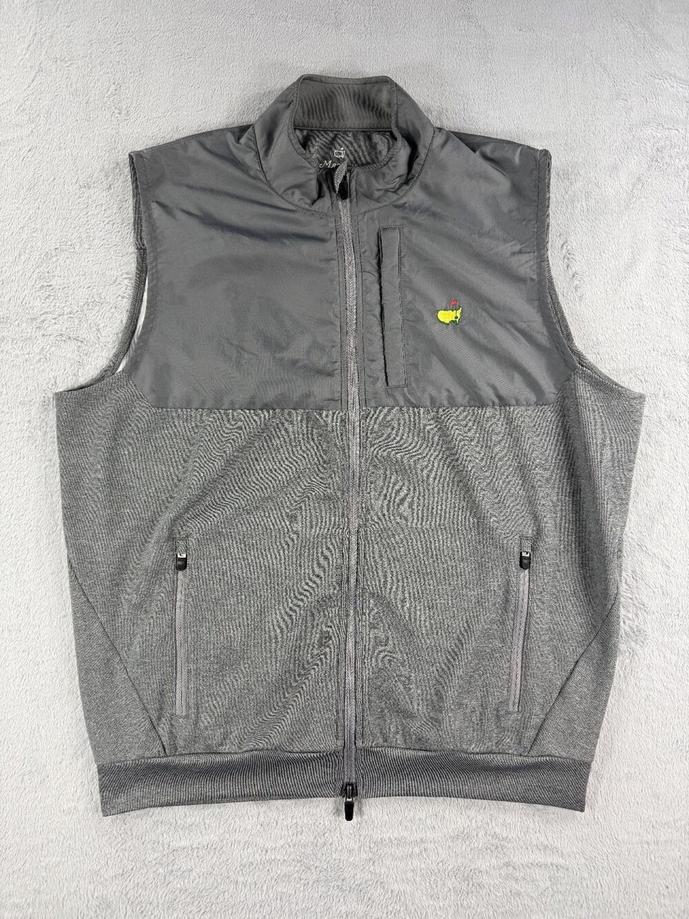 Masters Tech Mens M Gray Full Zip Golf Vest Augusta National Performance Gear
